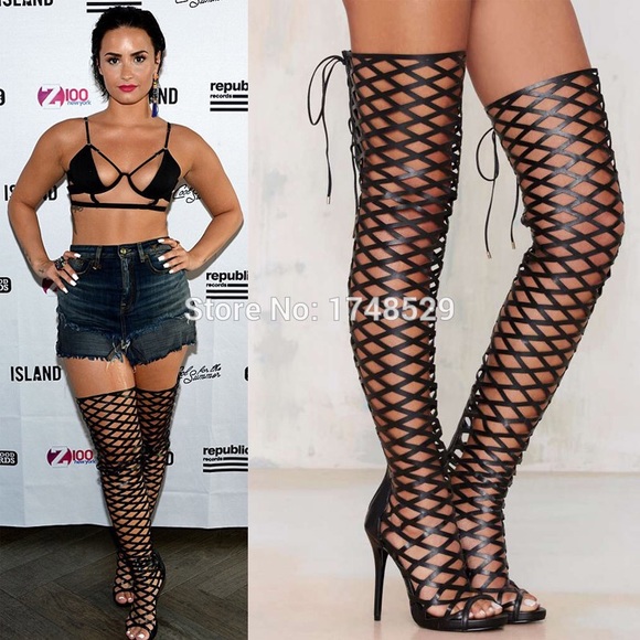 Too Fab Over The Knee Gladiator Sandal