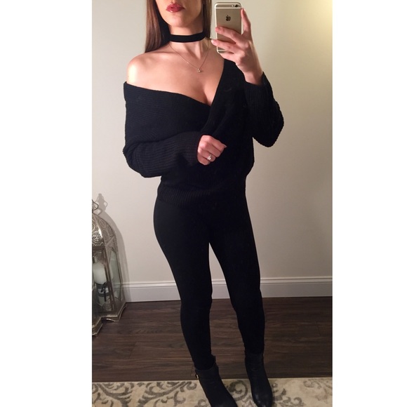 Last 1 - Gray Off The Shoulder Knit Sweater - Picture 3 of 4