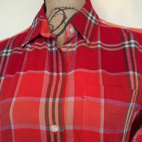 Lucky Brand soft plaid shirt olive red & orange - Picture 3 of 4