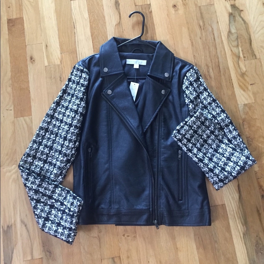 NY & Co NWT Faux Leather & Tweed Jacket Medium NWT