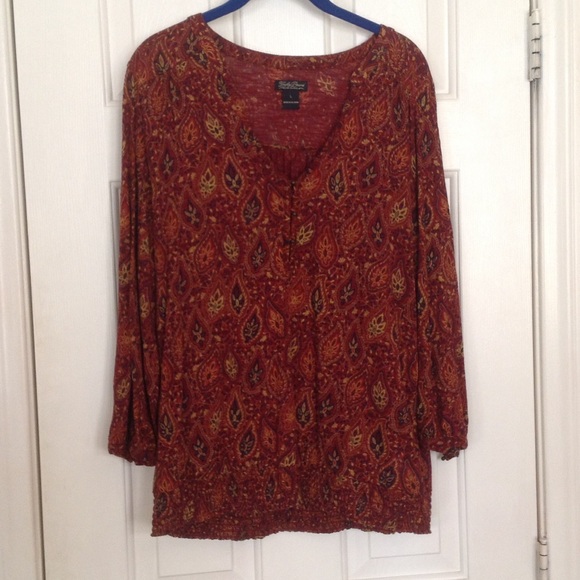 Lucky Brand paisley long sleeve top size L