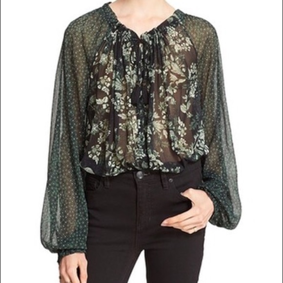 Free people sheer chiffon blouse