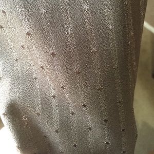 Dark Brown Polyester Striped curtains-3 panels.