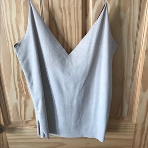 Faux suede camel tank