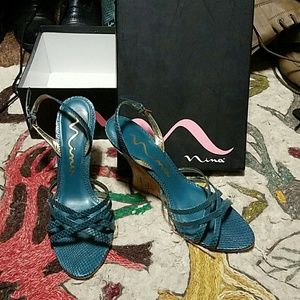 Teal Nina wedges