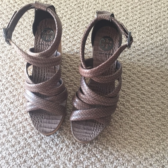 Tory Burch snakeskin wedges.