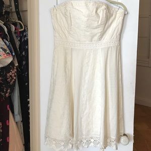 Cream dress with crochet and embroidered detailing