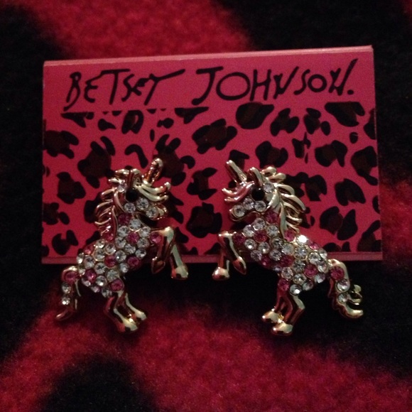 Betsey Johnson Rhinestone Unicorn Earrings