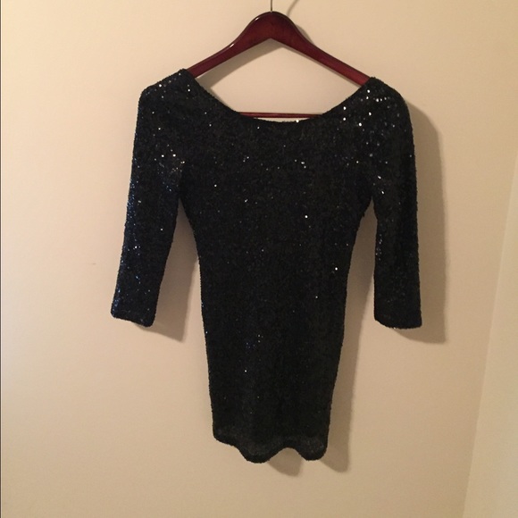 ALYTHEA Sexy Sequined Black Mini Dress Medium.
