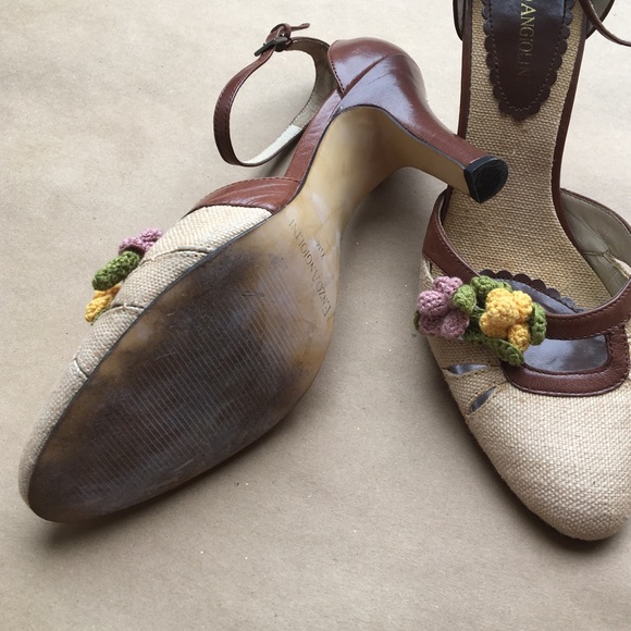 [ ENZO ANGIOLINI Leather Canvas Floral Heels ] 7.5 - Picture 7 of 7