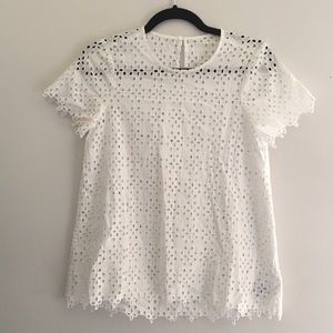 Madewell Eyelet Tailored Tee in White, size XXS