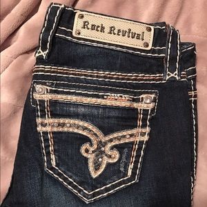 Salmon accented Rock Revival Jeans