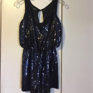 Bebe Blue Sequin Romper