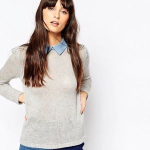 ASOS Knit Sweater With Denim Chambray Collar
