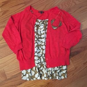 Cable & Gauge red-orange 3/4 sleeve cardigan
