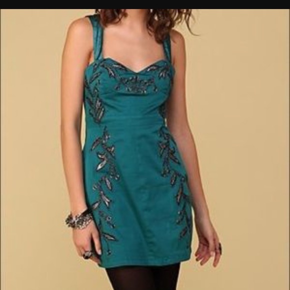 Gorgeous free People silver leaf dress