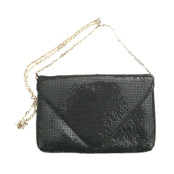 Sequined black envelop clutch