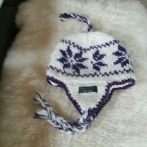 Wool handknit hat & fleece lined