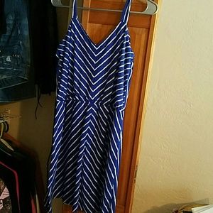Blue and white striped dress