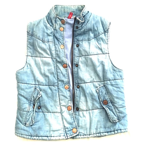 Denim button up/zip vest