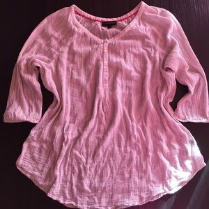 Plus Striped Cotton Crinkle Top