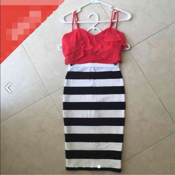 Bebe outfit midi skirt+crop top