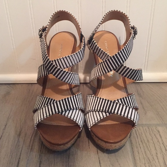 Chinese Laundry Navy and White Wedges