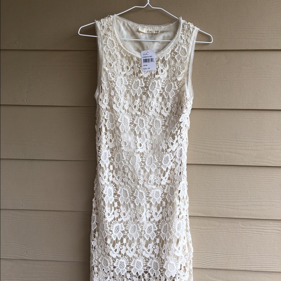 Ivory lace dress.