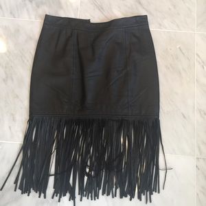 Black leather fringe skirt by Boston proper