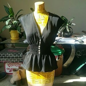 Guess black peplum top