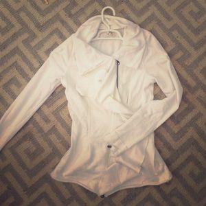 White sweatshirt motorcycle jacket