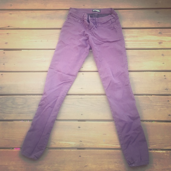 Express plum skinny jeans