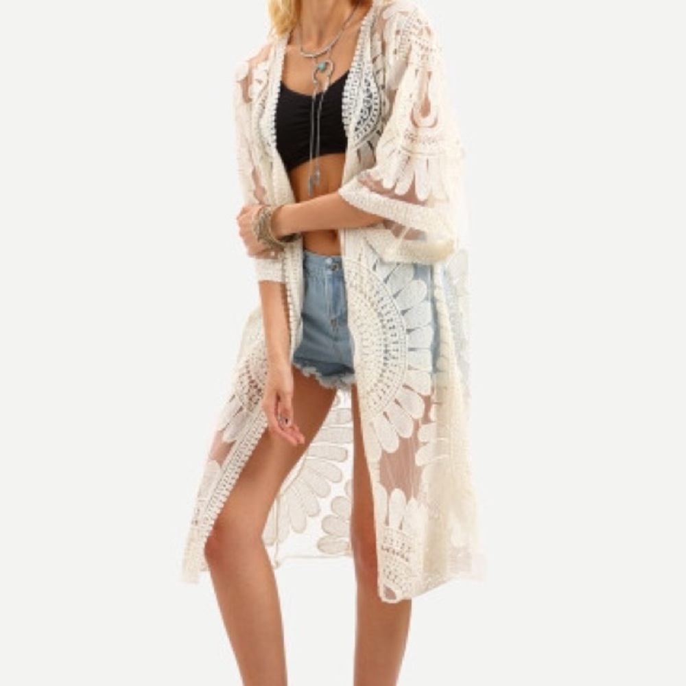 Embroidered & lace kimono.
