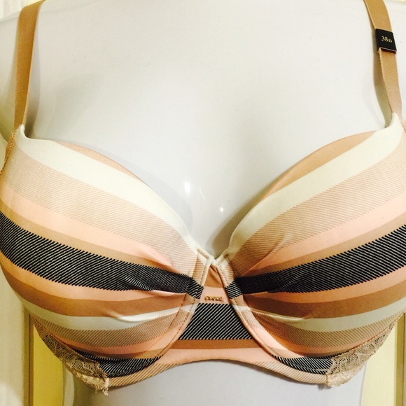 Victoria's Secret Lined Demi 38D Gold Lace NEW