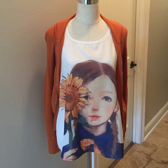 Zanzea Little Girl Sunflower Sheer Tank Blouse