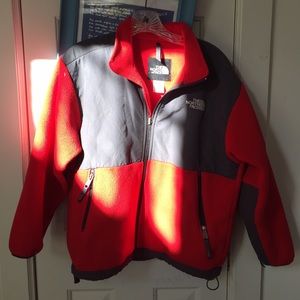 North face red and gray jacket