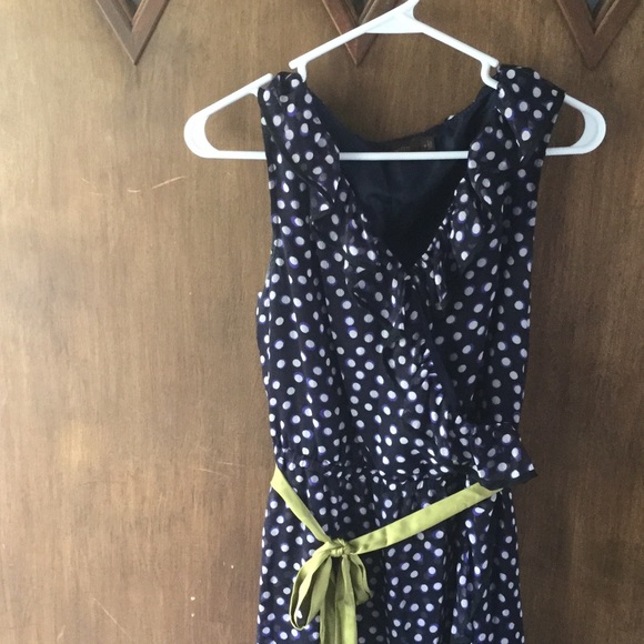 Navy blue polkadot sleeveless dress - Picture 1 of 4