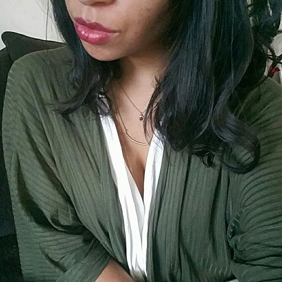 💕LAST ONE💕TOTAL BABE OLIVE GREEN RIBBED CARDIGAN - Picture 4 of 4