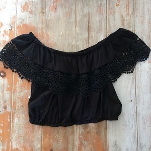 Off the shoulder crochet Pacsun black crop top