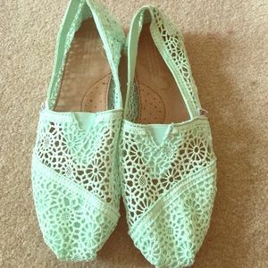 Toms teal slip on shoes 7 women's
