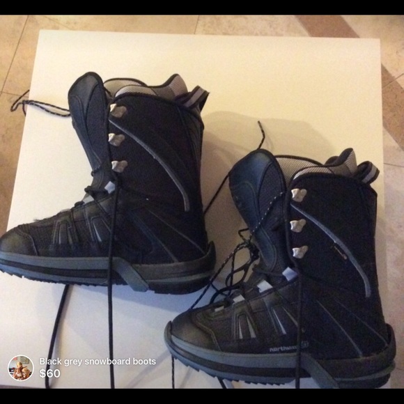 Black Grey Snowboarding Boots