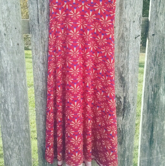 Lularoe Red Print Maxi Skirt
