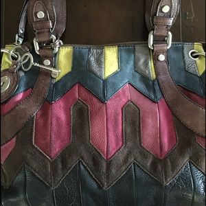 Fossil suede/leather patchwork bag
