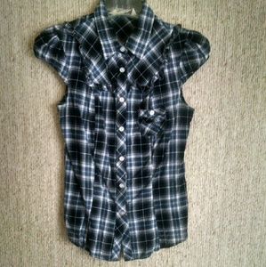 FREE!- Plaid cap sleeve top