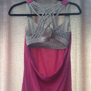 Pink Lululemon tank top with built in sports bra