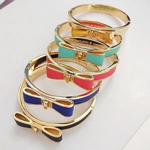Kate spade placed hinged leather bow bangle navy