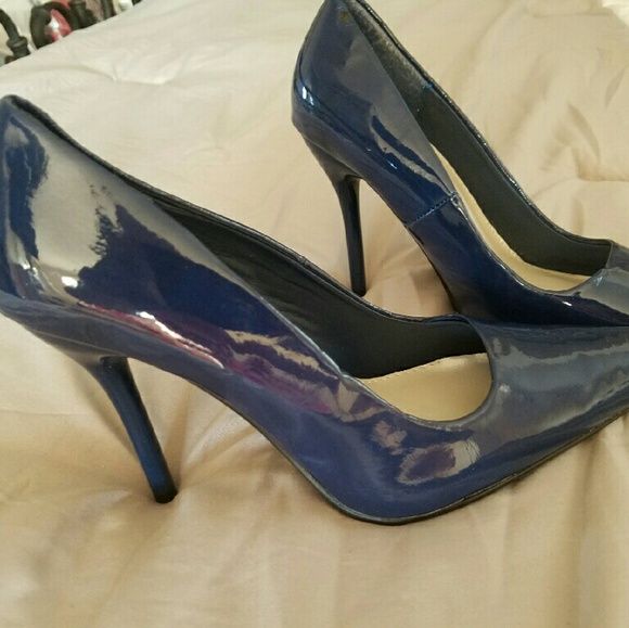 Blue Patent Leather Heels