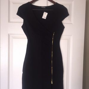 Black midi dress with asymmetric zipper
