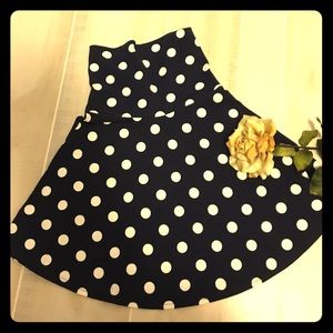 Navy polka dot skirt!