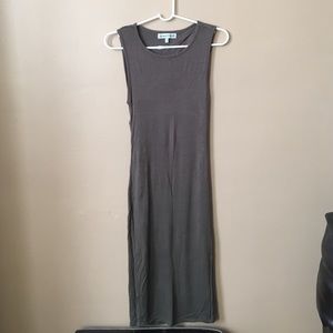 Olive Green Midi Pencil Dress Open Back S